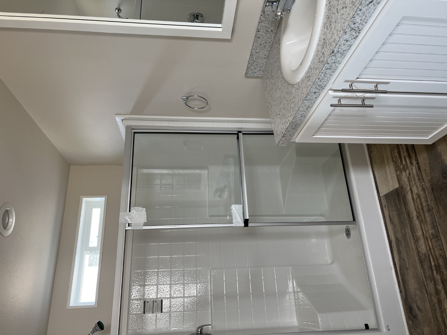 Spacious linen closet and china sink in the Legacy master bathroom.