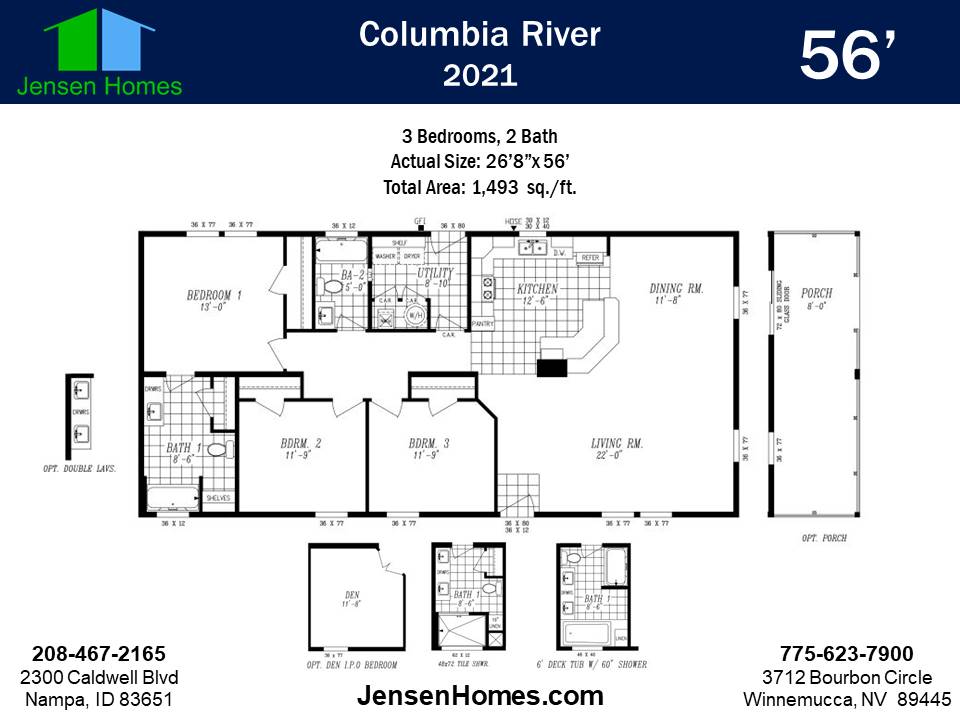 Floor plan of the 2021 Columbia River by Marlette Manufactured Homes
