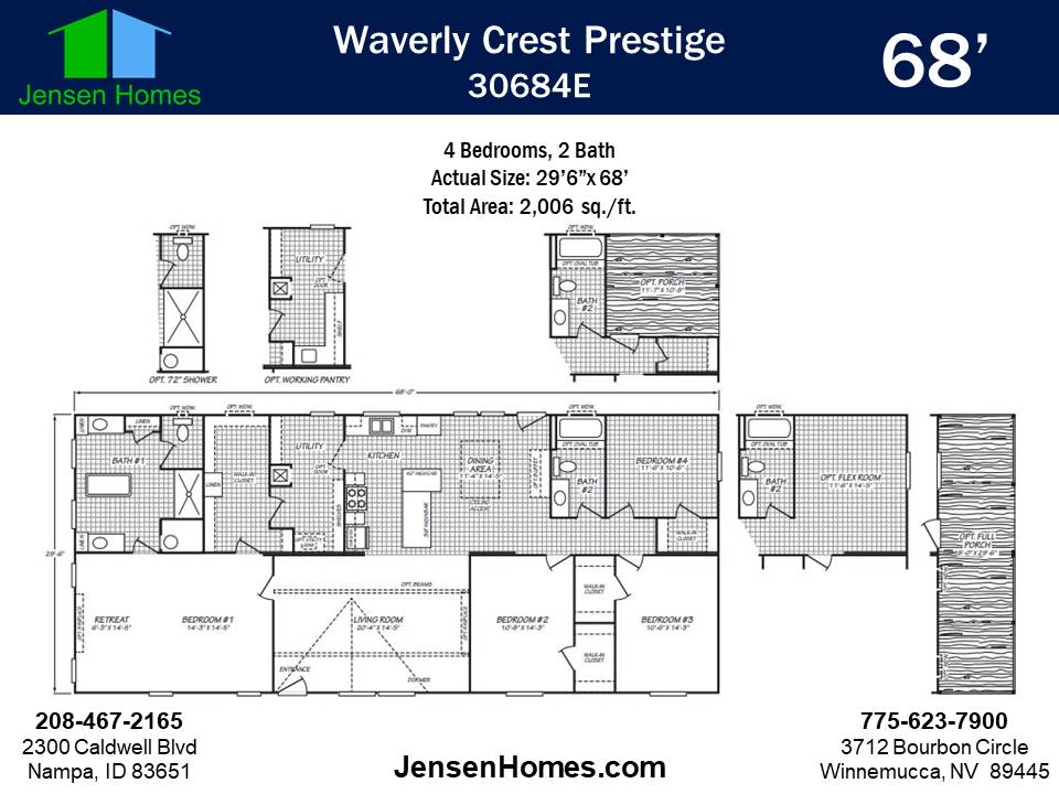 Floor plan of the 30684E The Shoshone by Fleetwood Homes